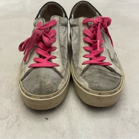 Golden Goose Hi Star sneakers in glitter with checkered pattern and white star - Picture 15 of 16